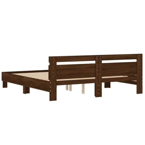 sengeramme med sengegavl 160x200 cm konstrueret træ brunt eg