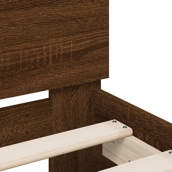 sengeramme med sengegavl 160x200 cm konstrueret træ brunt eg