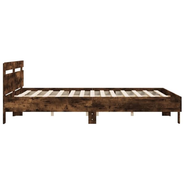 sengeramme med sengegavl 160x200 cm konstrueret træ røget eg