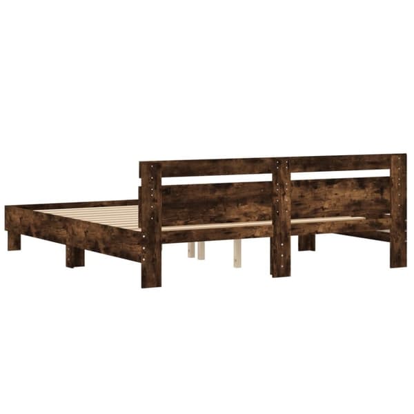 sengeramme med sengegavl 160x200 cm konstrueret træ røget eg