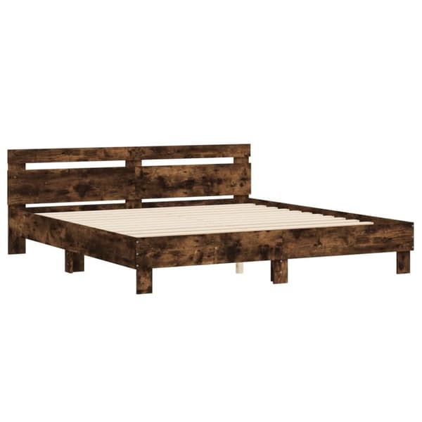 sengeramme med sengegavl 160x200 cm konstrueret træ røget eg