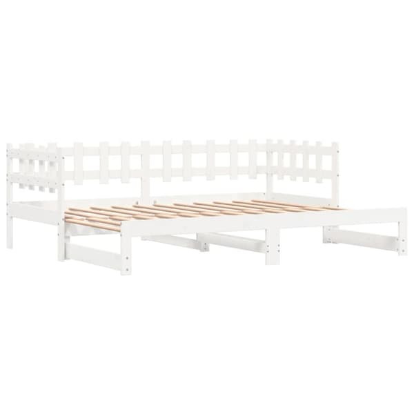daybed med udtræk 2x(80x200) cm massivt fyrretræ hvid