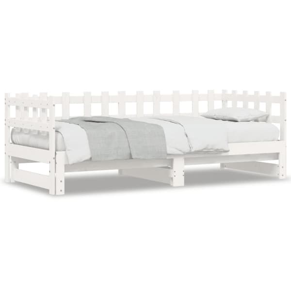 daybed med udtræk 2x(80x200) cm massivt fyrretræ hvid
