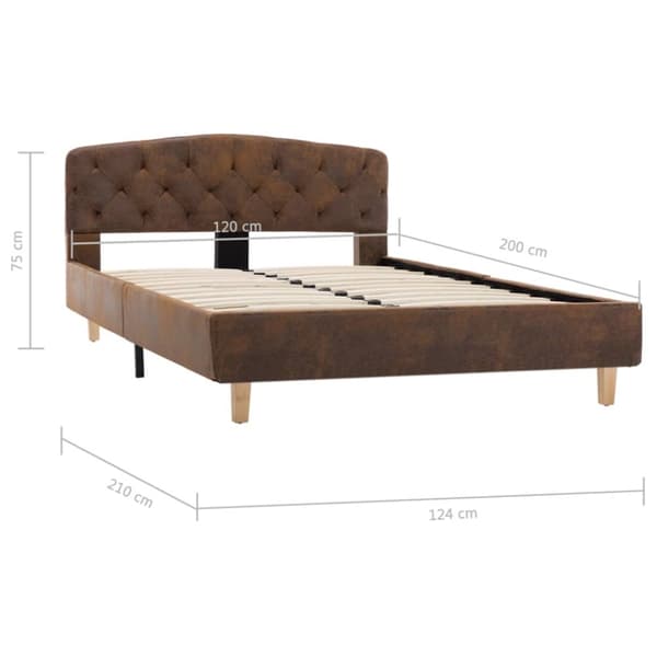 sengestel 120x200 cm imiteret ruskind brun