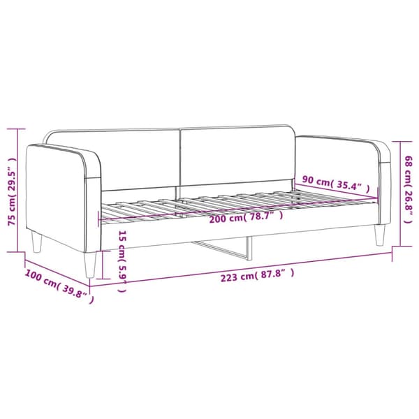 daybed 90x200 cm stof gråbrun