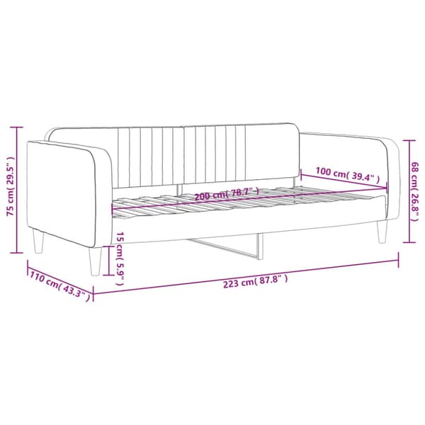 daybed 100x200 cm velour sort