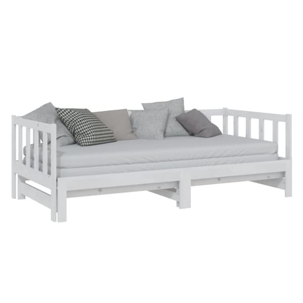 daybed med udtræk 2x(90x200) cm massivt fyrretræ hvid