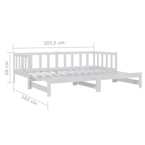daybed med udtræk 2x(90x200) cm massivt fyrretræ hvid