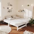 Miniatyrbillede 1 af 10: daybed med udtræk 2x(90x200) cm massivt fyrretræ hvid