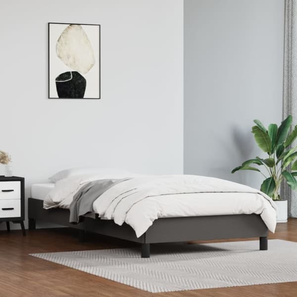 sengeramme 90x200 cm kunstlæder grå