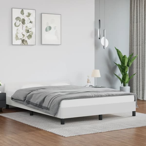 sengeramme med sengegavl 140x190 cm kunstlæder hvid