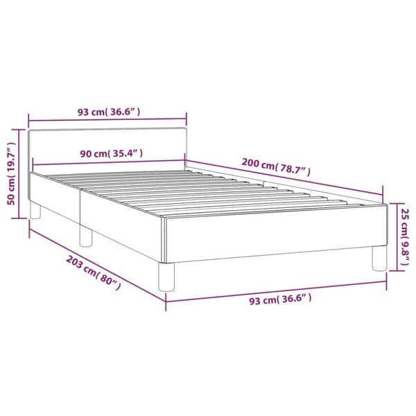 sengeramme med sengegavl 90x200 cm fløjl mørkeblå