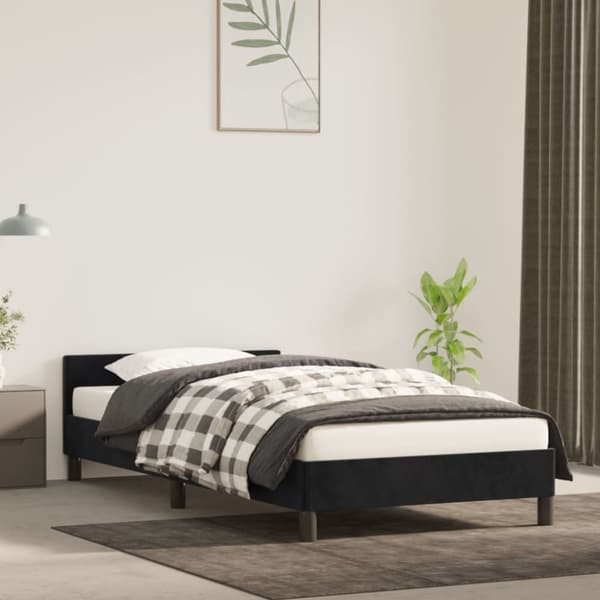 sengeramme med sengegavl 90x200 cm fløjl sort