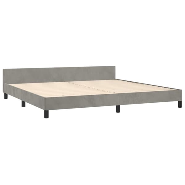 sengeramme med sengegavl 200x200 cm fløjl lysegrå