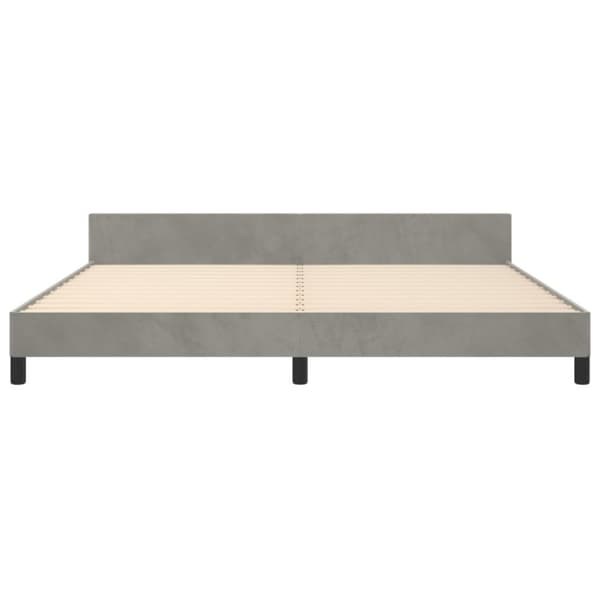 sengeramme med sengegavl 200x200 cm fløjl lysegrå