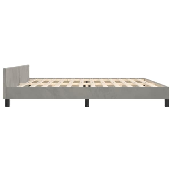 sengeramme med sengegavl 200x200 cm fløjl lysegrå