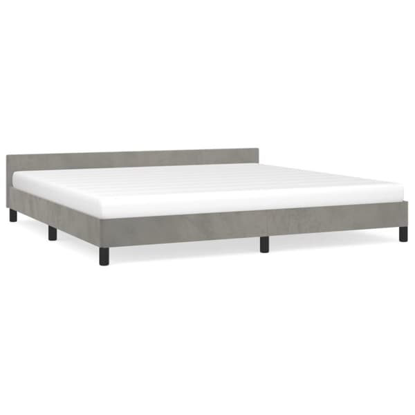 sengeramme med sengegavl 200x200 cm fløjl lysegrå