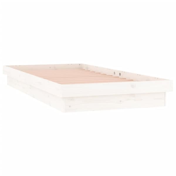 sengeramme med LED-lys 90x190 cm Single massivt træ hvid