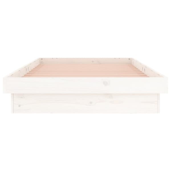 sengeramme med LED-lys 90x190 cm Single massivt træ hvid