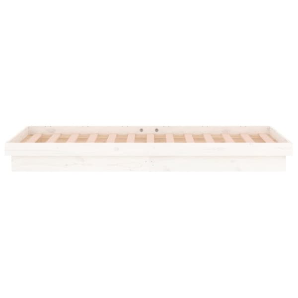 sengeramme med LED-lys 90x190 cm Single massivt træ hvid