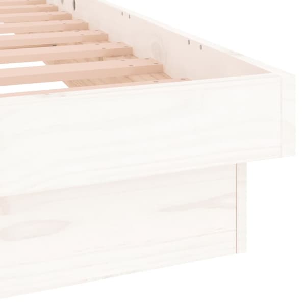 sengeramme med LED-lys 90x190 cm Single massivt træ hvid
