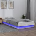 Miniatyrbillede 1 af 10: sengeramme med LED-lys 90x190 cm Single massivt træ hvid