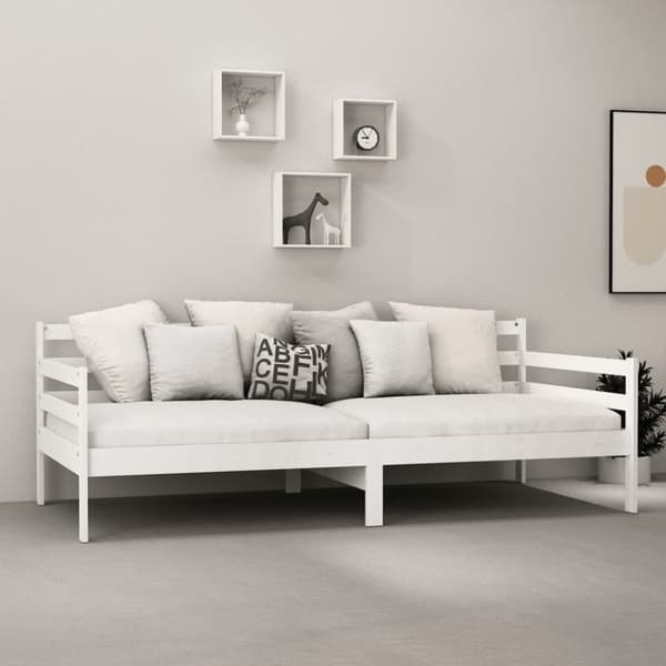 Dagbädd med madrass 90x200 cm vit massiv furu