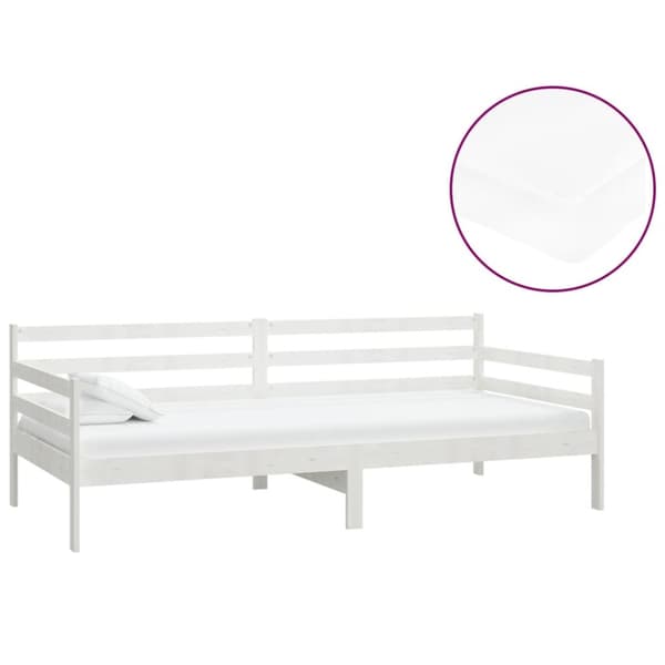 Dagbädd med madrass 90x200 cm vit massiv furu