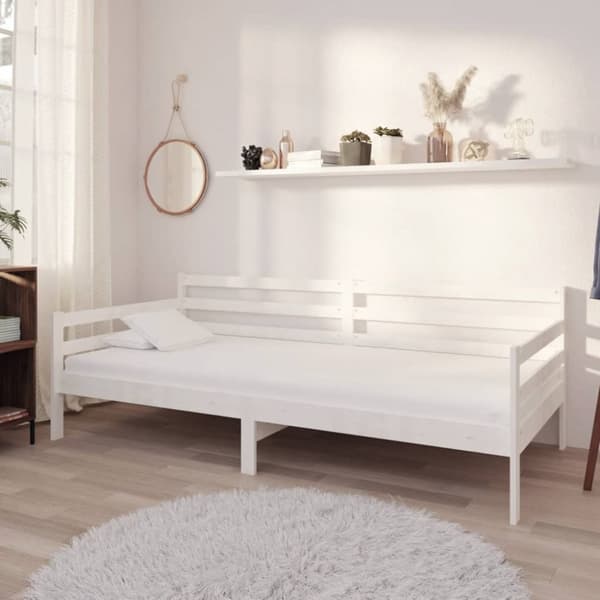 Dagbädd med madrass 90x200 cm vit massiv furu