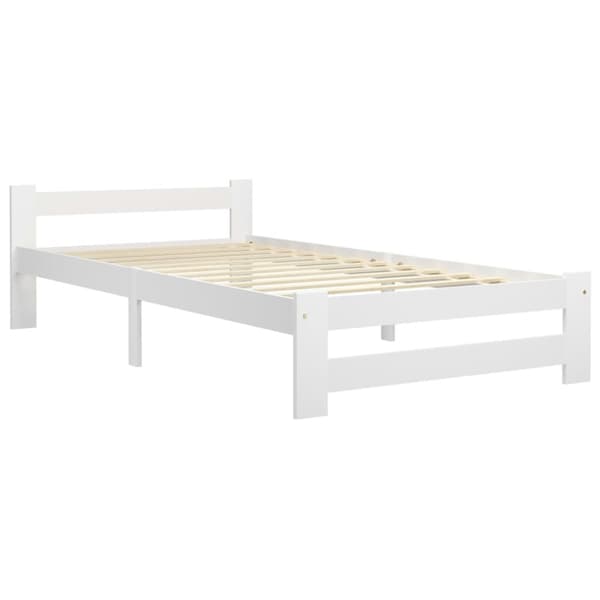 sengestel 90x200 cm massivt fyrretræ hvid