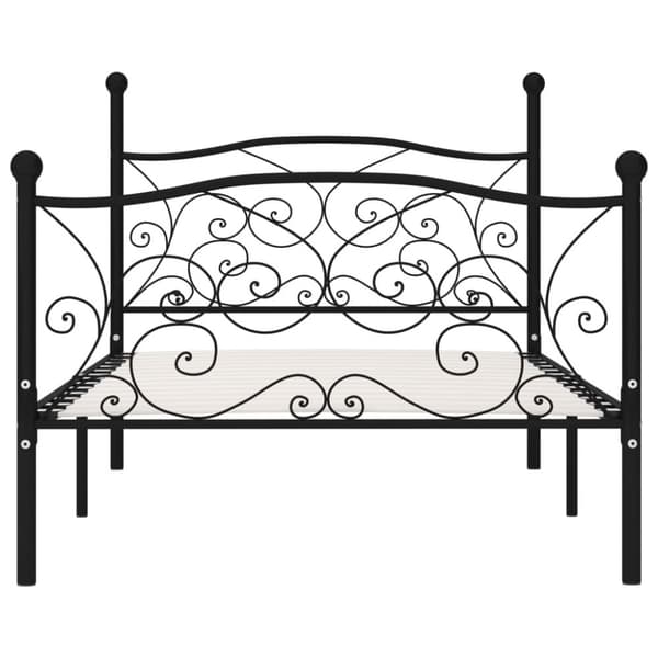 sengestel med lamelbund 100 x 200 cm metal sort