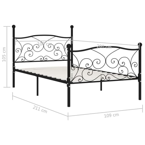 sengestel med lamelbund 100 x 200 cm metal sort