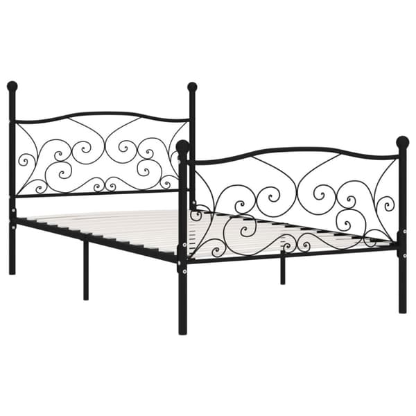 sengestel med lamelbund 100 x 200 cm metal sort