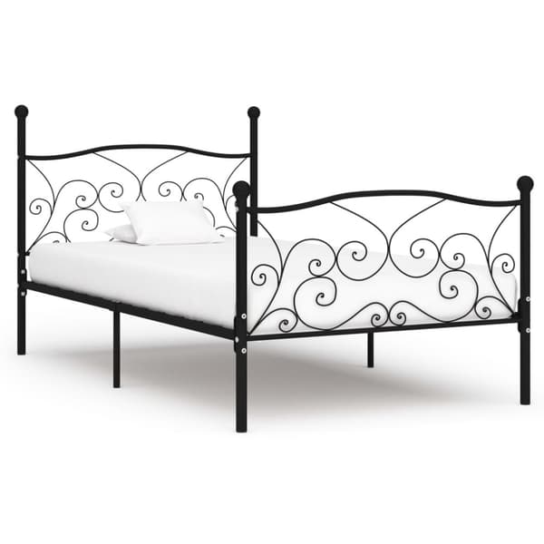 sengestel med lamelbund 100 x 200 cm metal sort
