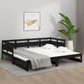 Miniatyrbillede 4 af 10: daybed med udtræk 2x(90x190) cm massivt fyrretræ sort
