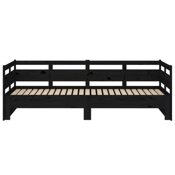 daybed med udtræk 2x(90x190) cm massivt fyrretræ sort