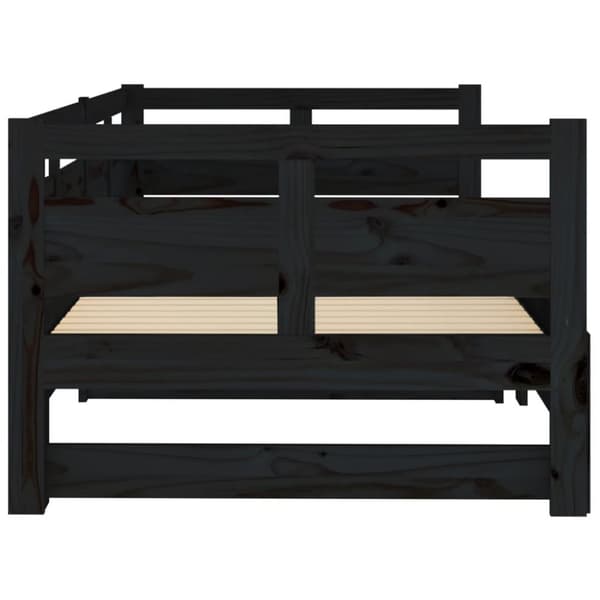 daybed med udtræk 2x(90x190) cm massivt fyrretræ sort