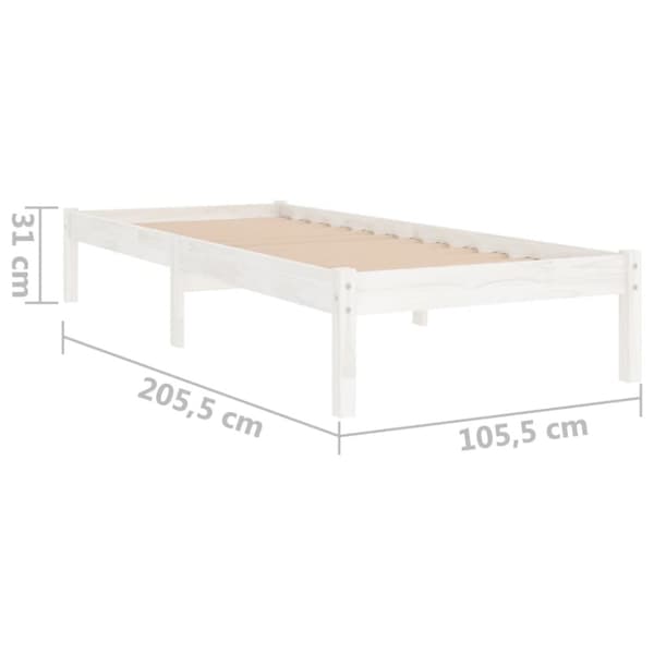 sengeramme 100x200 cm massivt fyrretræ hvid