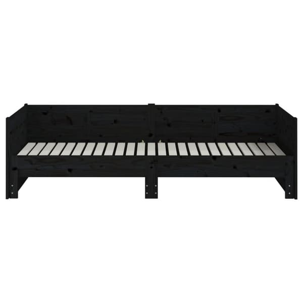 Utdragbar dagbädd svart massiv furu 2x(80x200) cm