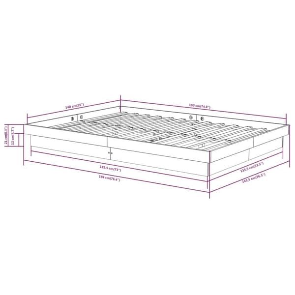 sengeramme 140x190 cm massivt træ hvid