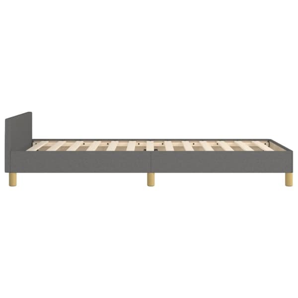 sengeramme med sengegavl 90x190 cm stof mørkegrå