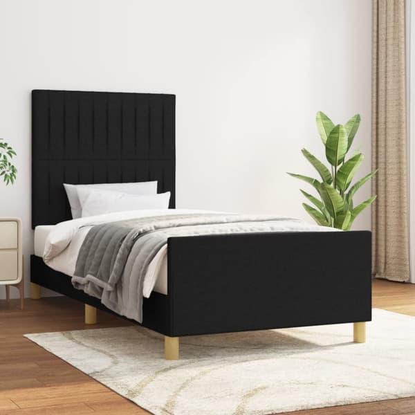 sengeramme med sengegavl 80x200 cm stof sort