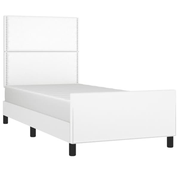 sengeramme med sengegavl 90x190 cm kunstlæder hvid