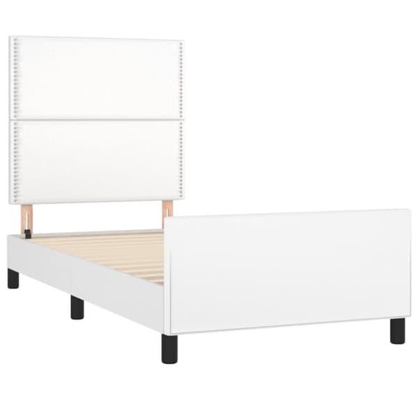 sengeramme med sengegavl 90x190 cm kunstlæder hvid