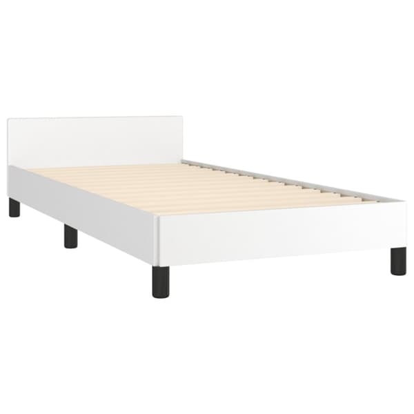 sengeramme med sengegavl 90x190 cm kunstlæder hvid