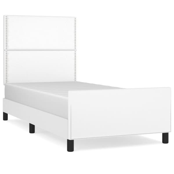 sengeramme med sengegavl 90x190 cm kunstlæder hvid