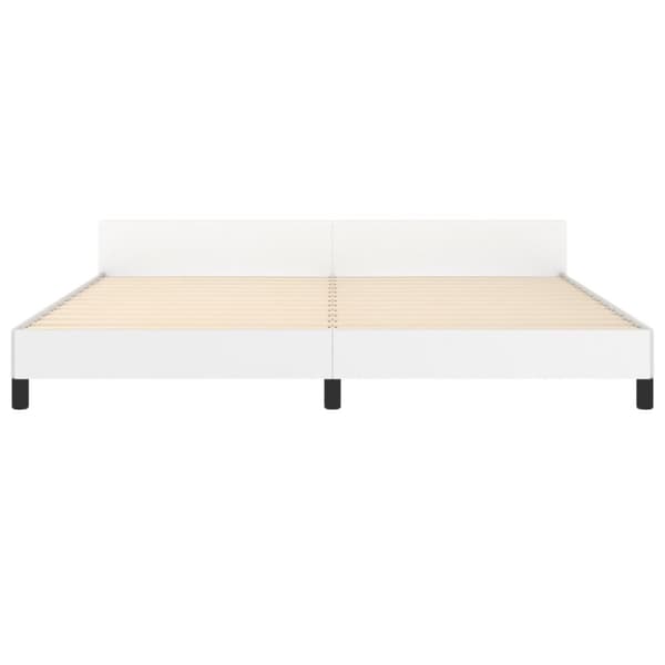 sengeramme med sengegavl 200x200 cm kunstlæder hvid