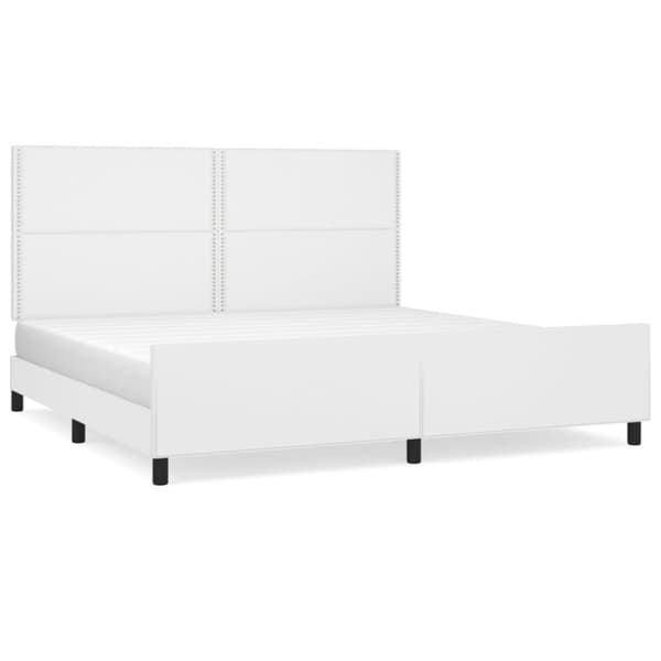 sengeramme med sengegavl 200x200 cm kunstlæder hvid
