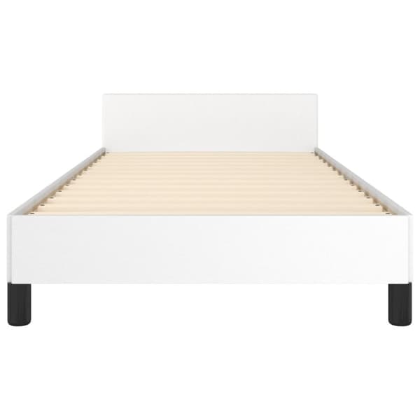 Sängram med huvudgavel vit 90x190 cm konstläder