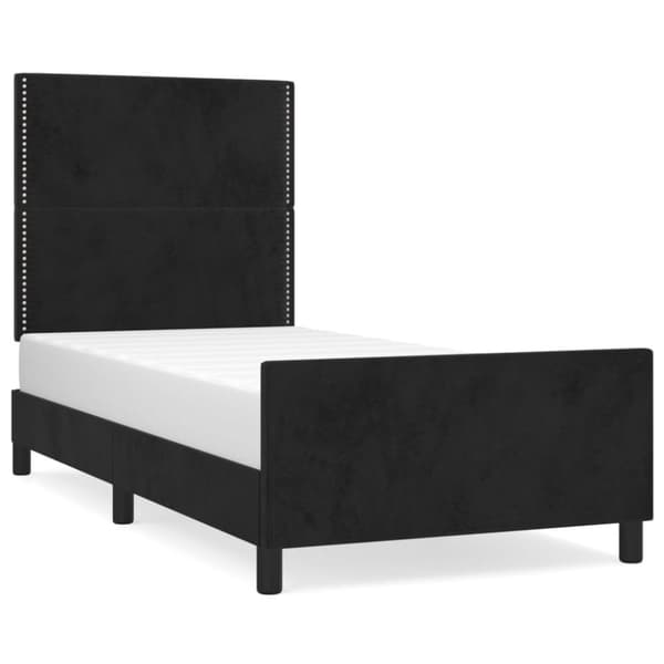 sengeramme med sengegavl 100x200 cm fløjl sort